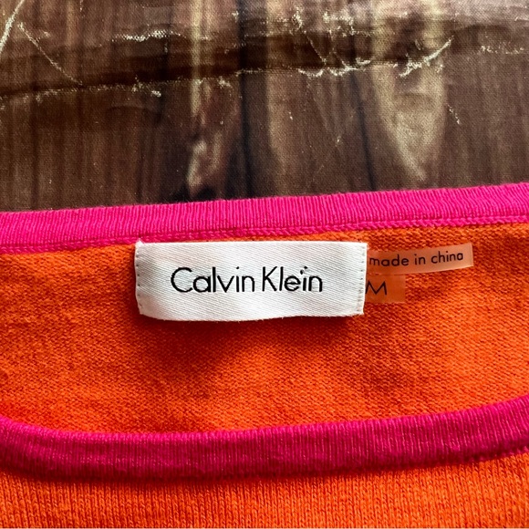 Calvin Klein Women’s Long Sleeve Striped Dress Orange and Pink Size Medium - Picture 8 of 9